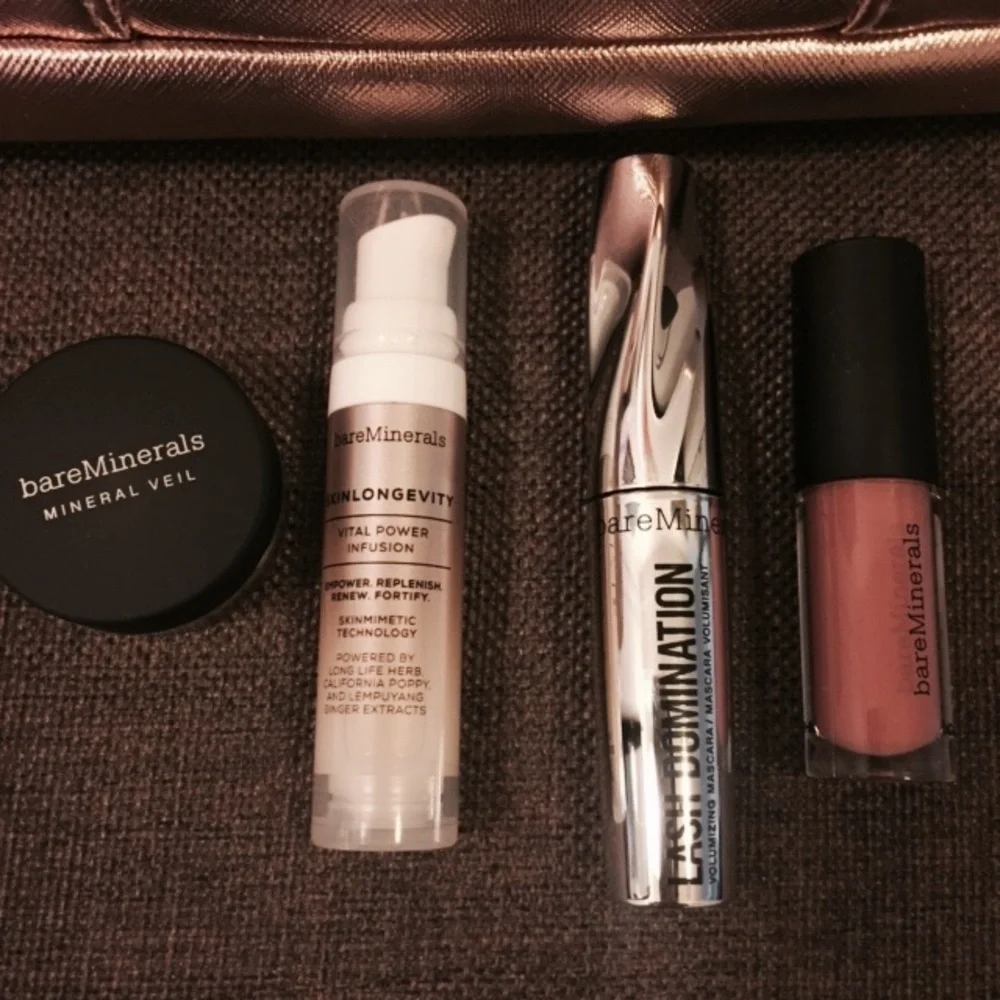 Bareminerals Rosegold Makeup Bag and Minis Set